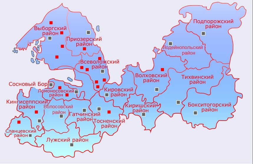 Карта санкт петербурга и области